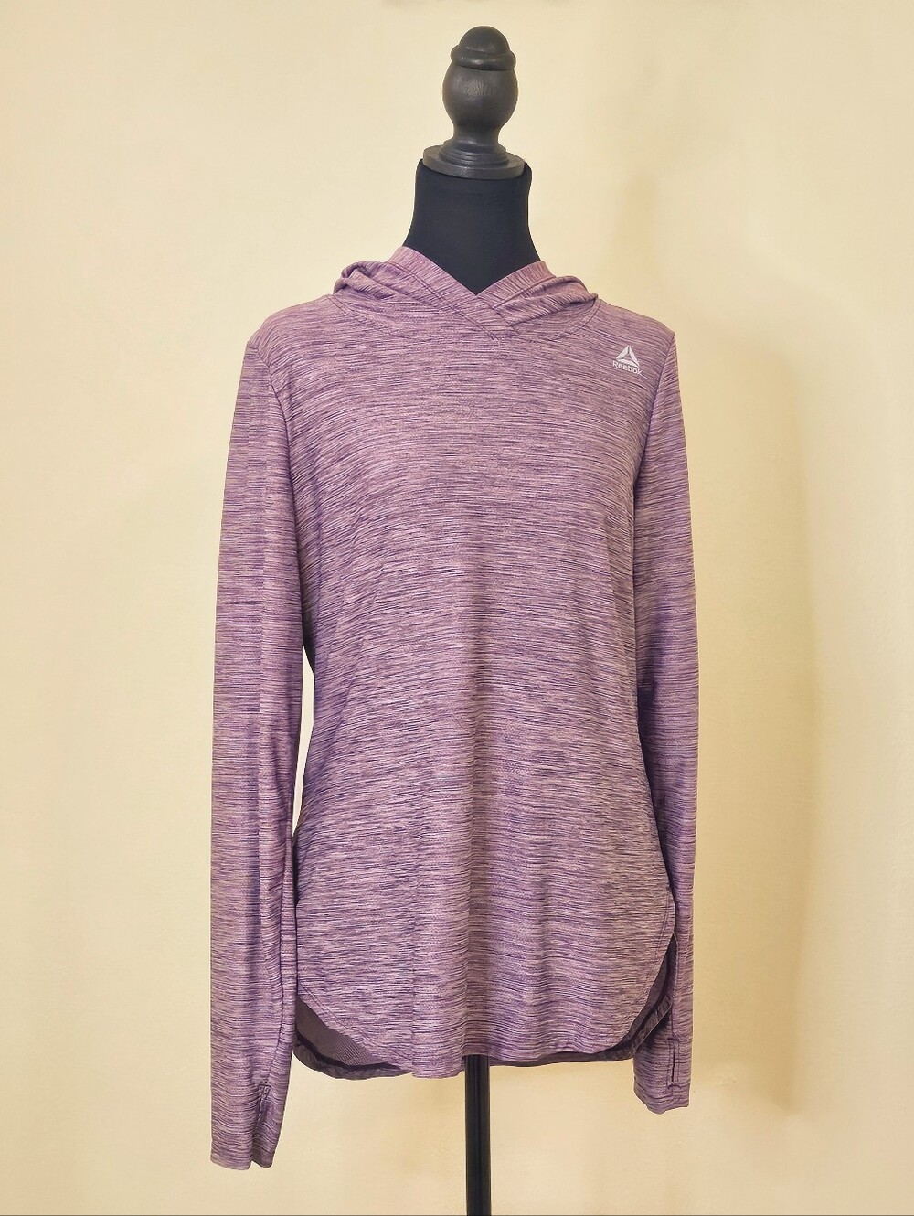 Reebok Womens Legend Hoodie Top Potent Purple Heather Sz M Thumbholes